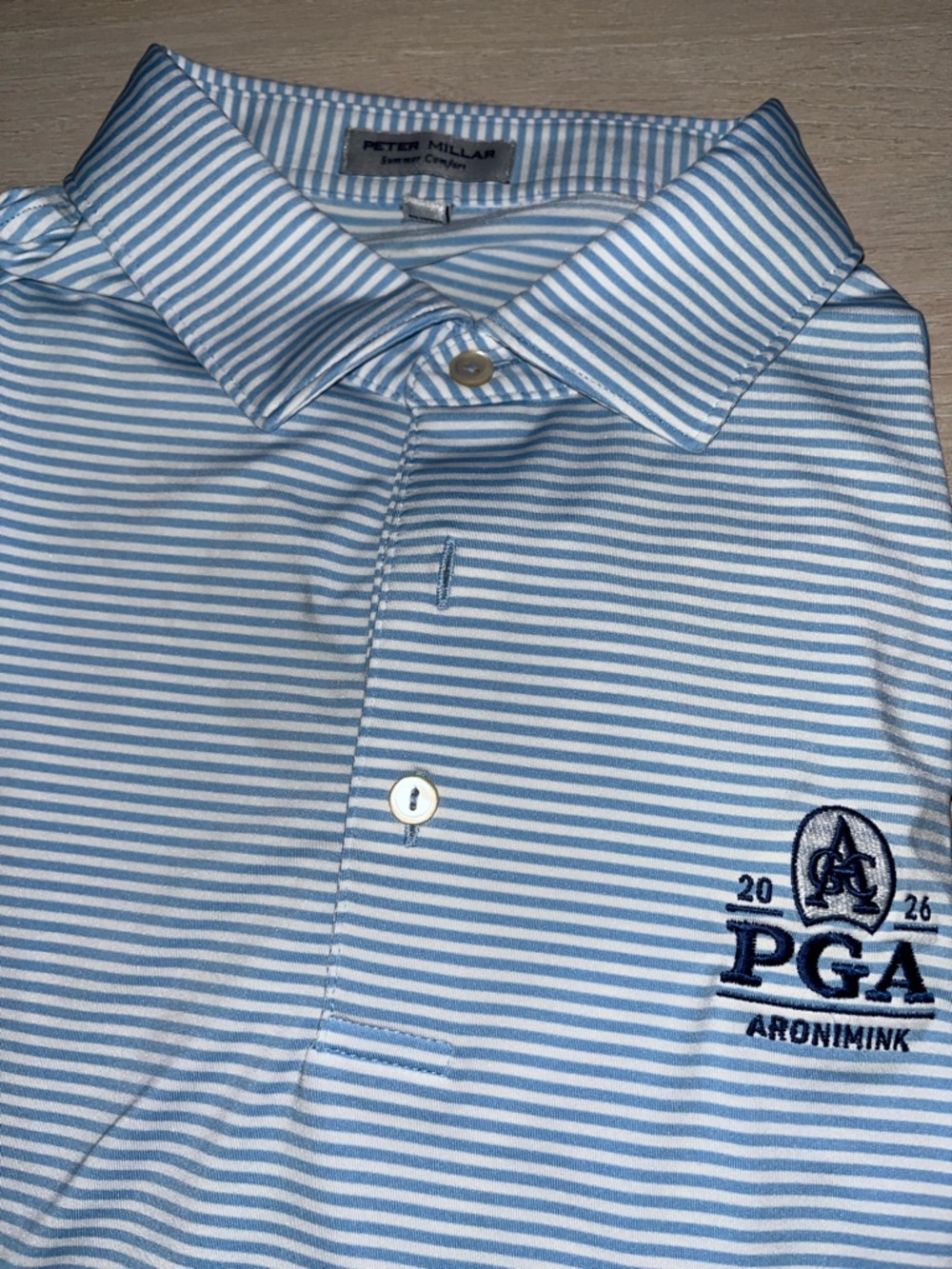 Peter Millar Men’s Light Blue and White Striped PGA Champ 2026 Aronimink
